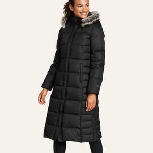 Women's Black Long Puffer Coat EDDIE BAUER